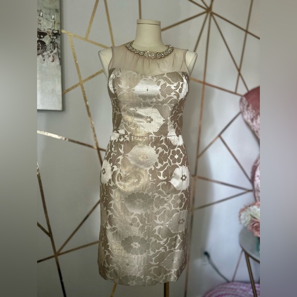 Maggy London Metallic Floral Midi Dress - Picture 6 of 16